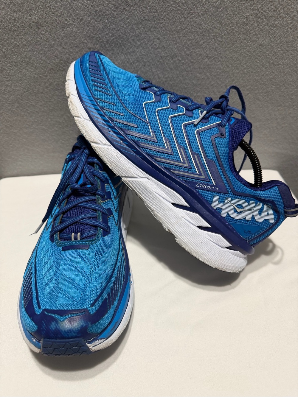 HOKA One One Clifton 4 Men's Running Shoes s11.5 Sneakers Blue/White